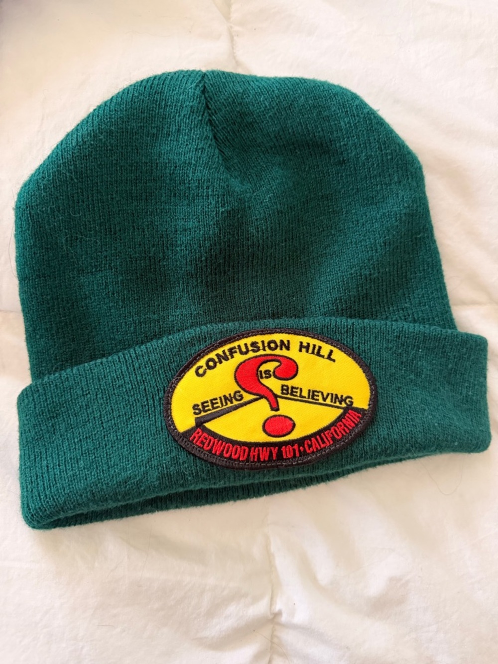 Confusion Hill California Beanie Hat green with Yellow Patch
